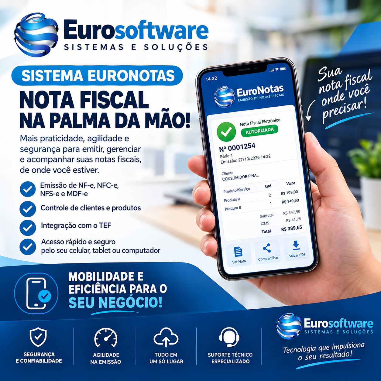 EuroFiscal no celular: nota fiscal autorizada